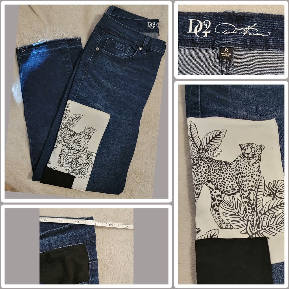 Dark Blue Jeans with Cheetah Print by R2